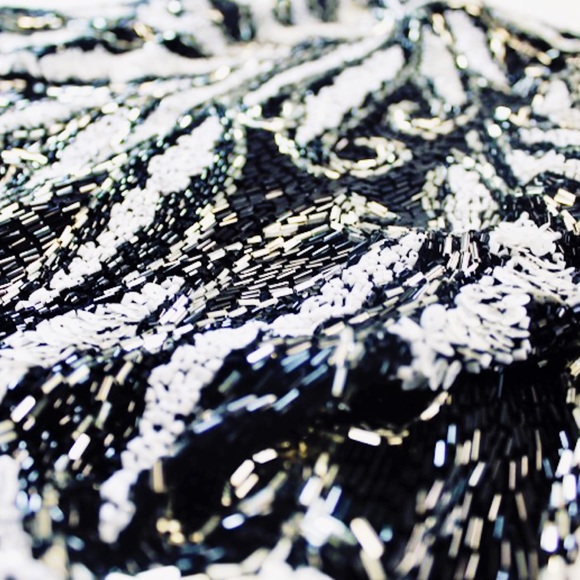 Oleg Cassini Black & White Beaded Embellished Cami - Picture 2 of 3